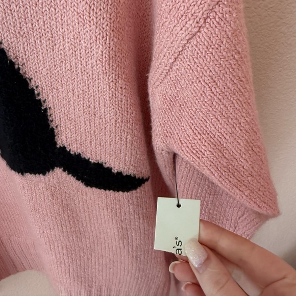 NWT Francesca’s Pink Puppy Sweater with Black Dog Design - Picture 4 of 7